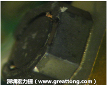 使用銀(Ag)鍍層的電源電感器(Power Inductors)，經(jīng)過推力測試后，零件端點(diǎn)上已經(jīng)看不到任何鍍層的痕跡了，所以其耐推力就比較小。