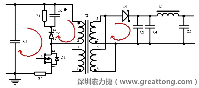 元件布局的時(shí)候，要優(yōu)先考慮高頻脈沖電流和大電流的環(huán)路面積，盡可能地減小,以抑制開關(guān)電源的輻射干擾