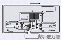 圖2：升壓電路的PCB設計示例。
